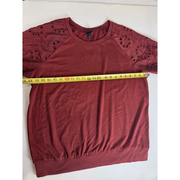 Torrid Burnt Orange Top Eyelet Lace Size 0/12 Elastic Waist - Picture 2 of 6